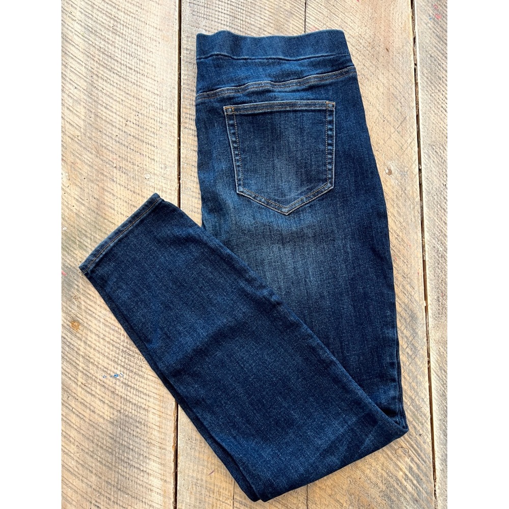 Lands' End Pull-On Skinny Jeans Womens 14 Blue Excellent Mid Rise Jeggings
